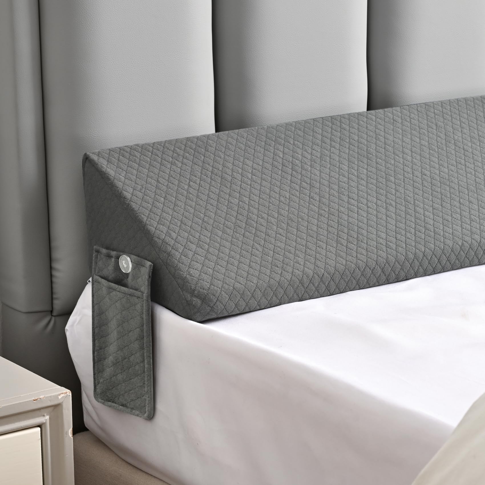 Midlade Queen Size Wedge Pillow For Headboard Gap Filler Nora Pillow Wedge Long Wedge Pillow For Queen Size Bed Gap(0-8') Betwe