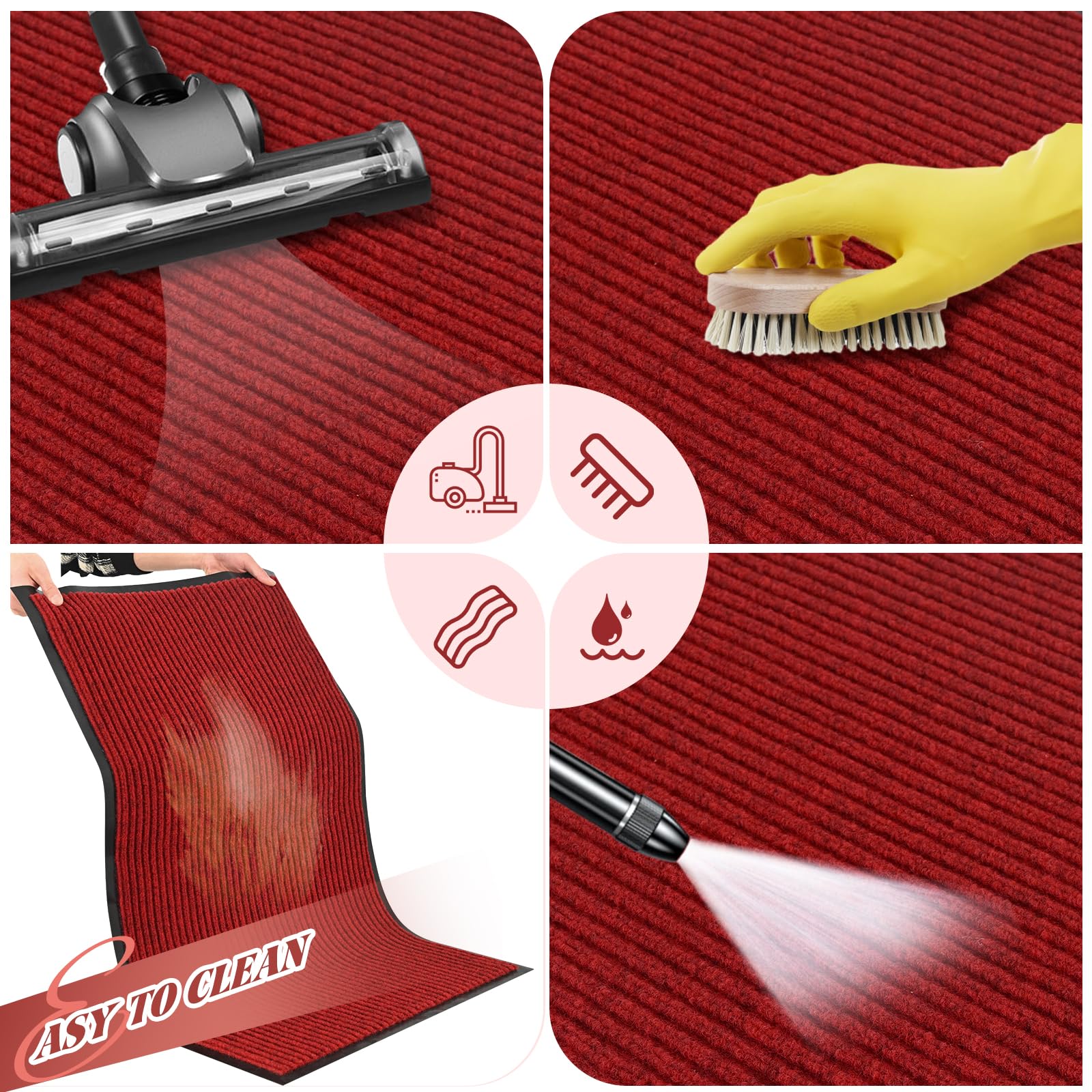 Door Mat Heavy Duty Outdoor Indoor Doormat Low Profile Front Door Mat Large 35X60 Inch Red Entrance Welcome Mats Easy Clean Pati