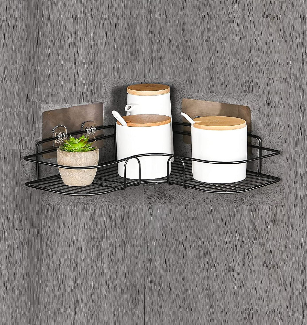 SmartSlide Corner Shower Caddy Shelf, Wall Mounted Kitchen Shelf with Adhesive Stickers, Multipurpose Storage Organizer for Home