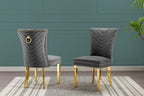Best Quality Furniture SC360-367 Dining Chairs, Dark Gray/Gold
