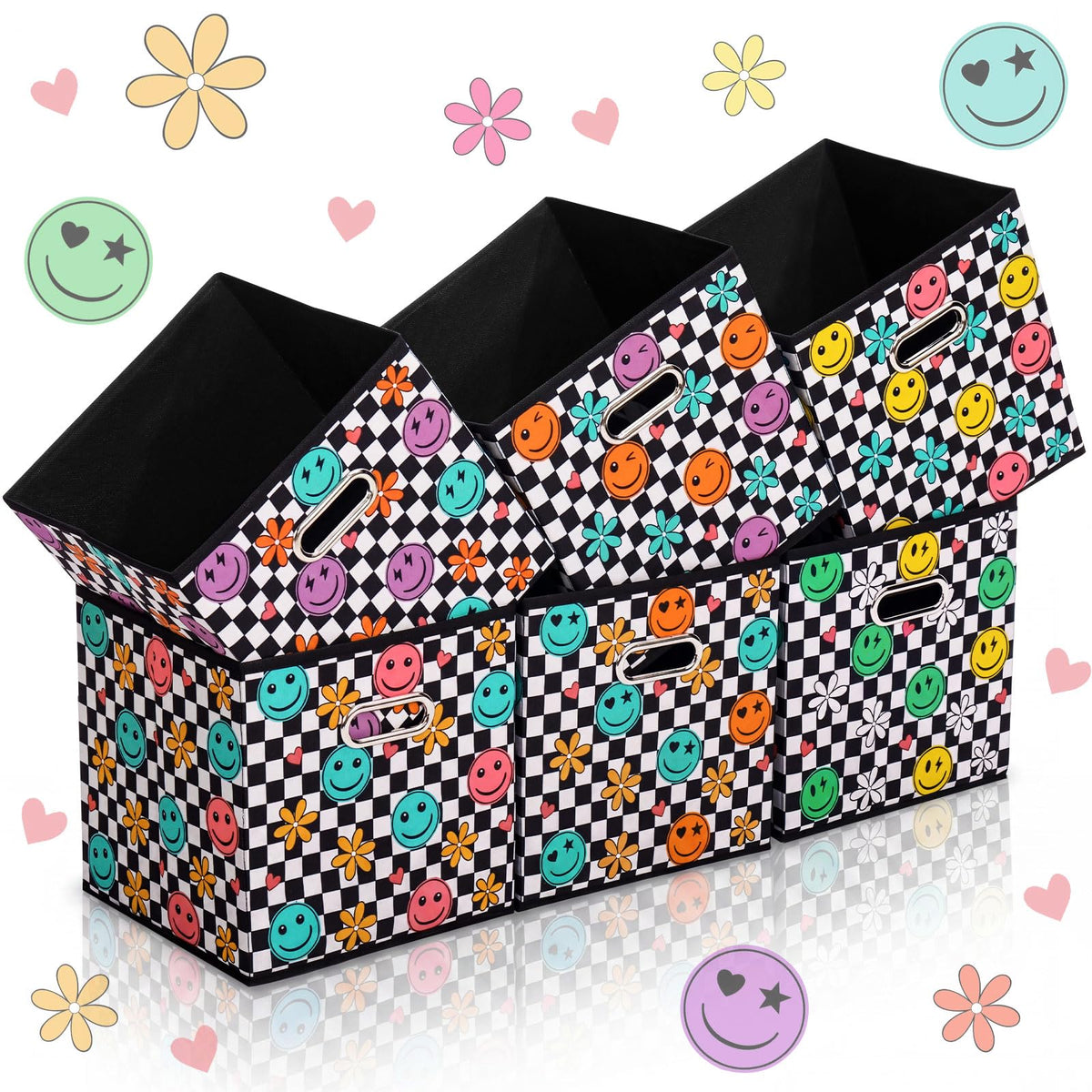 Gerrii 6 Pack 11 Inch Cube Storage Bins for Classroom Foldable Fabric