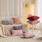 Home Brilliant 12X20 Pillow Cover Soft Pink Throw Pillow Cover For Lumbar Protection Striped Corduroy Solid Oblong Pillowcases F