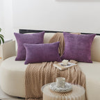Home Brilliant Purple Pillows Covers Sofa Pillows Set Of 2 Decorative Striped Velvet Throw Pillow Cases, 40Cm, 16 X 16 Inch, Egg