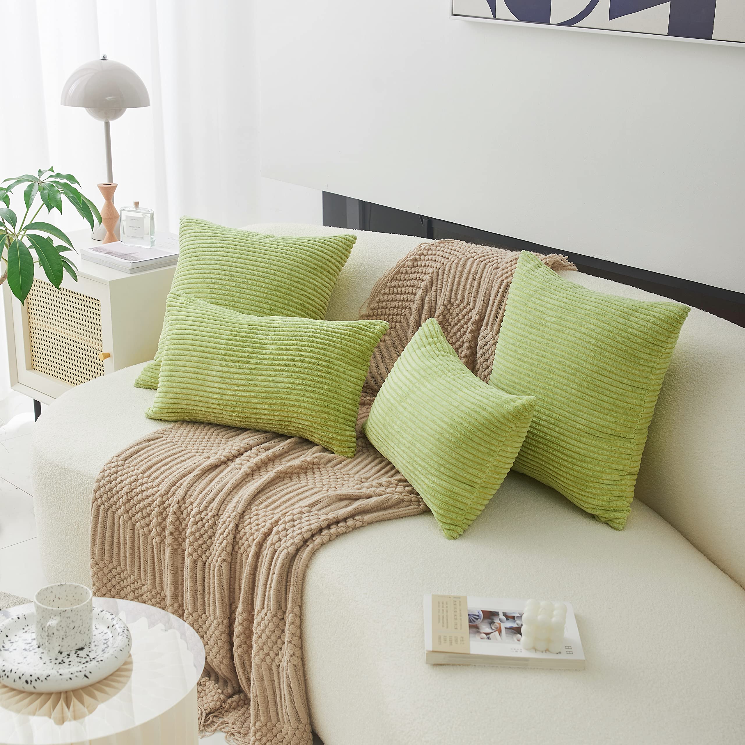 Home Brilliant 20X20 Pillow Covers Set Of 2 Throw Pillows Striped Velvet Cushion Cover For Chair Couch Decorative Throw Pillows