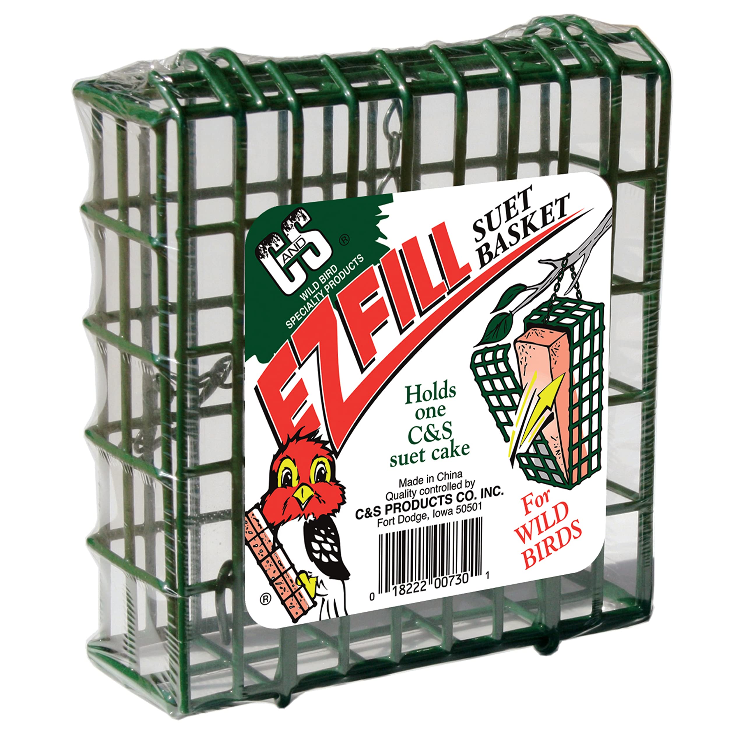 C&S Wild Bird Ez Fill Suet Basket, Green