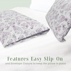 Elegant Comfort Ultra Soft Set Of 2 Floral Print Pillowcases - 1500 Premium Hotel Quality Microfiber, Soft And Smooth Envelope Closure 2-Piece Pillow Covers - King, Paisley Purple
