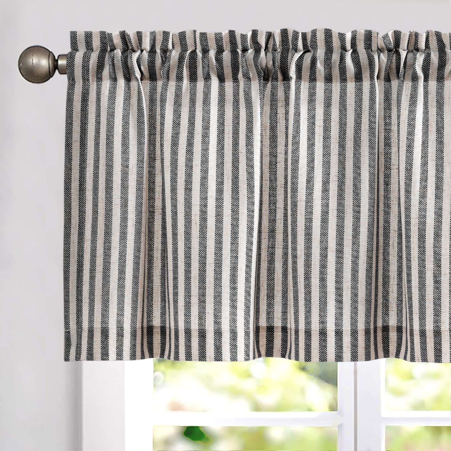 jinchan Valance Curtain Striped Valance for Windows Farmhouse Valance Window Treatments Light Filtering Valance Linen Valance fo