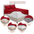 Hearth & Harbor Bed Linen Set - King Size, 6 Piece, Extra Deep Pocket, Burgundy, Microfiber