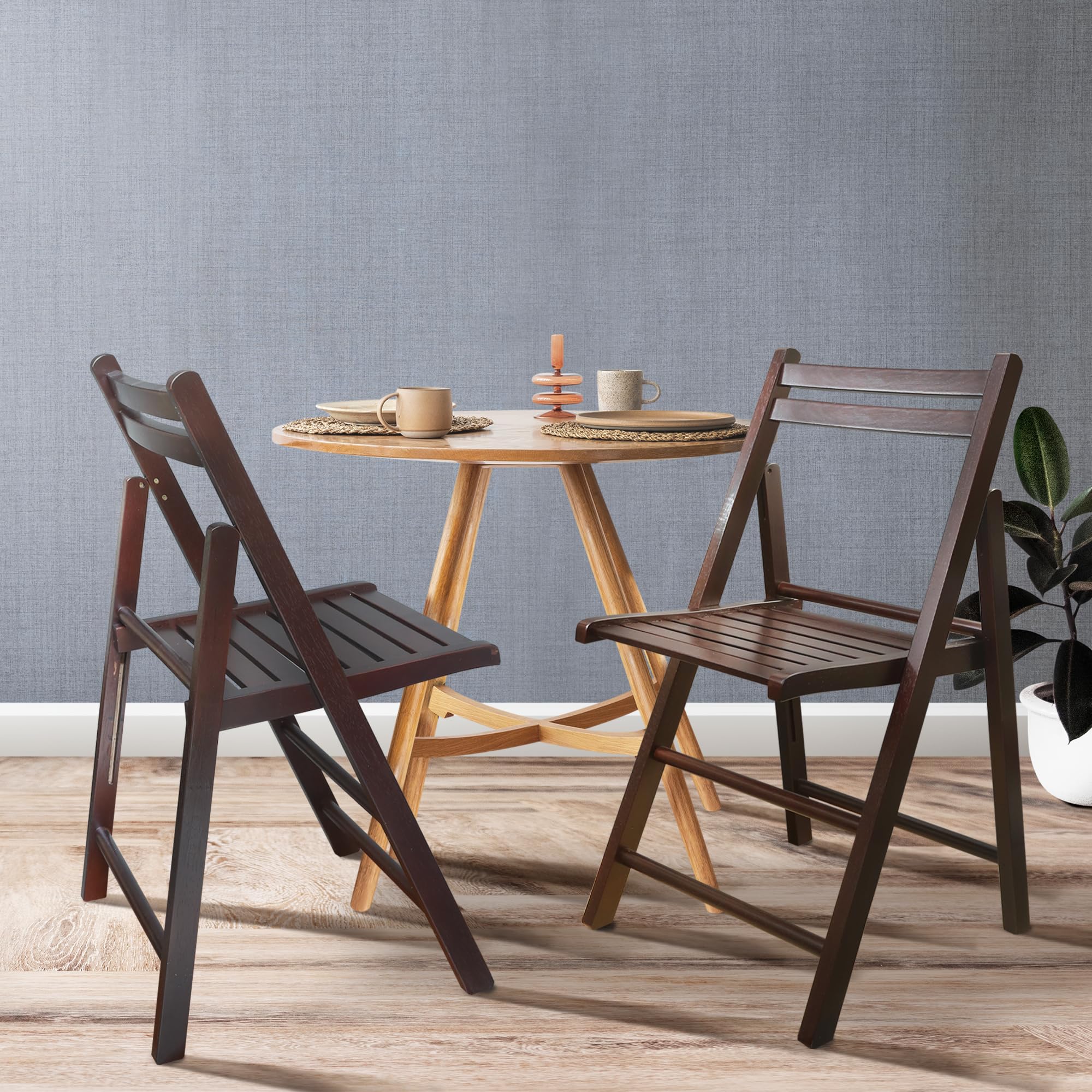 Casual Home Wooden Folding Chairs 2-Pcs Set, 17&quot; W x 18&quot; D x 30.75&quot; H, Espresso