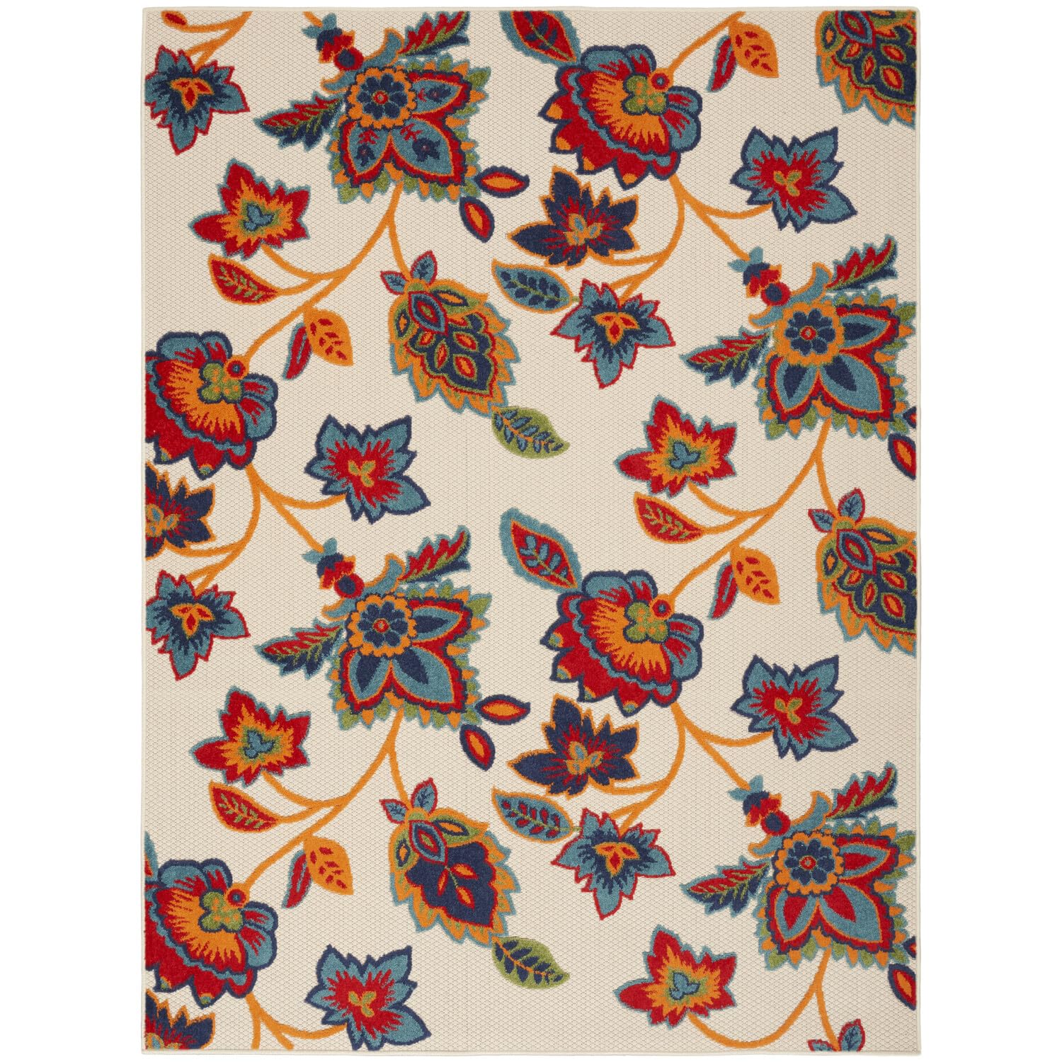 Nourison Aloha Indoor/Outdoor Modern Multicolor 6' X 9' Area Rug, Easy Cleaning, Non Shedding, Bed Room, Living Room, Dining Room, Kitchen (6X9)