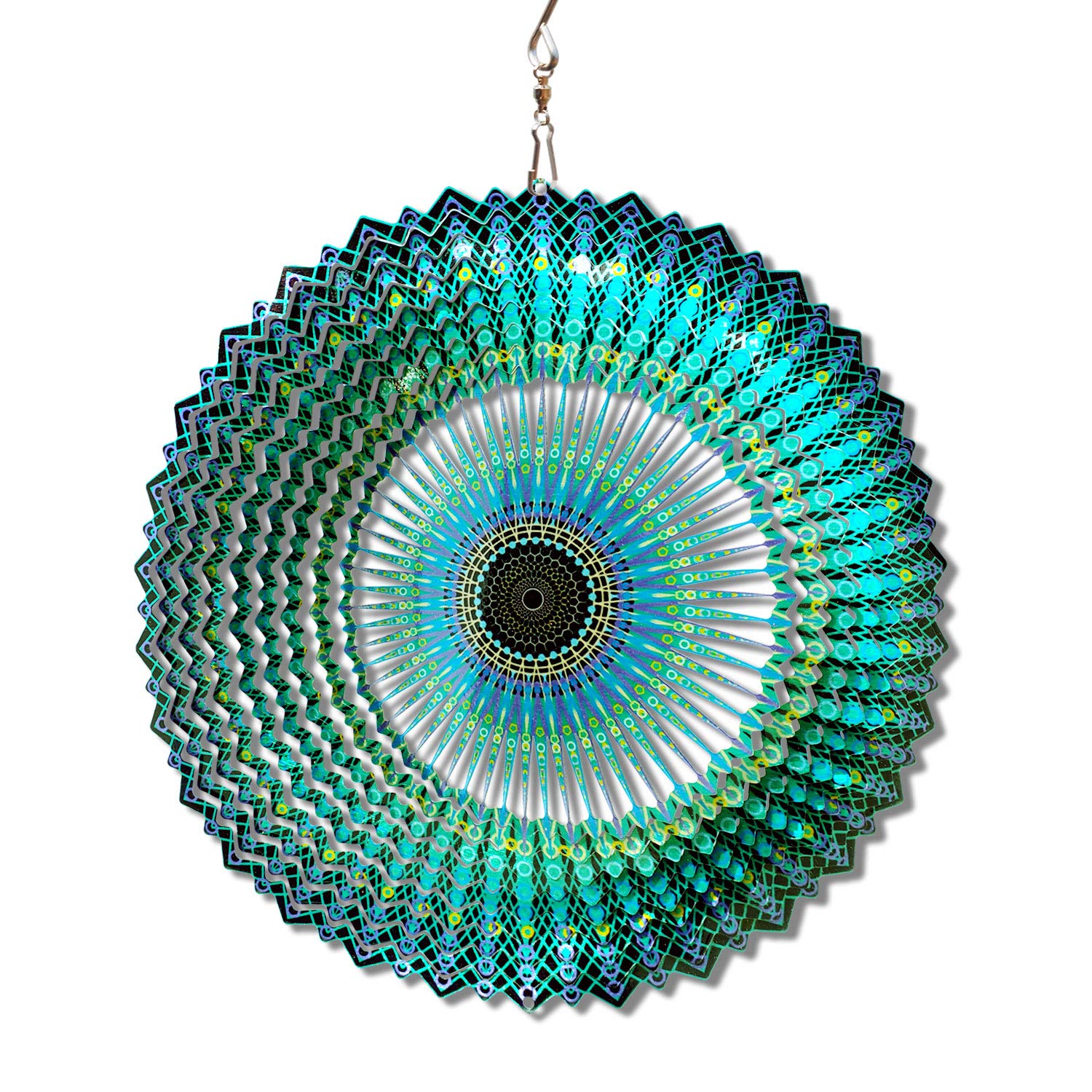 Fonmy Wind Spinner Mandala Starry Sky 12 Inch 3D Stainless Steel Laser Cut Metal Art Geometric Pattern - Hanging Wind Spinner, K