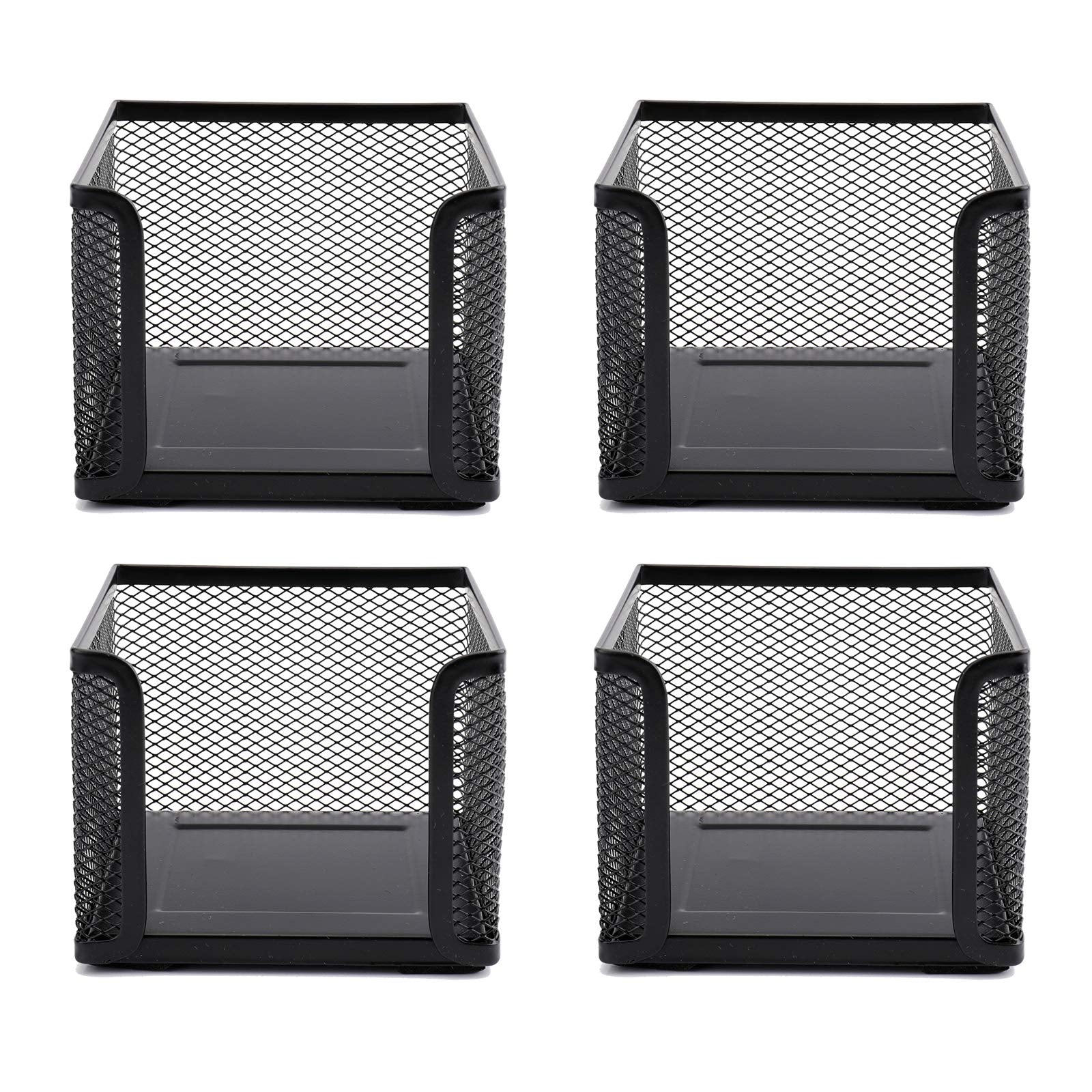 Suwimut 4 Pack Mesh Memo Holder, Black Metal Mesh Sticky Note Holder For Pen, Pencil, Paperclip, Thumbtack, Office Home School D