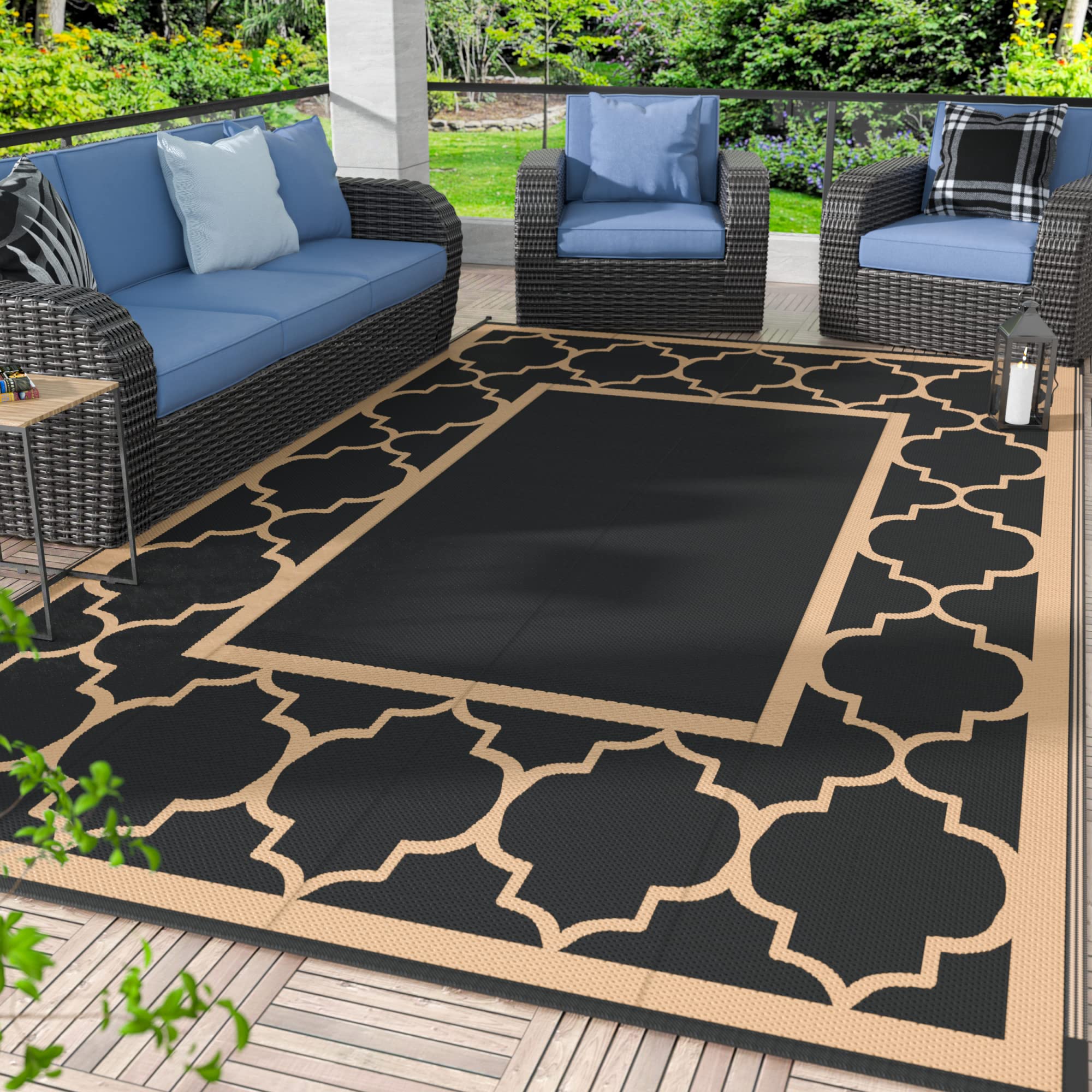 Genimo 5'X8' Outdoor Rug For Patio, Reversible Plastic Waterproof Rv Rugs, Clearance Large Mat, Porch, Camping, Picnic, Deck, Ca