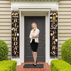 Happy Birthday Cheers To 52 Years Black Gold Yard Sign Door Banner 52Nd Birthday Decorations Party Supplies