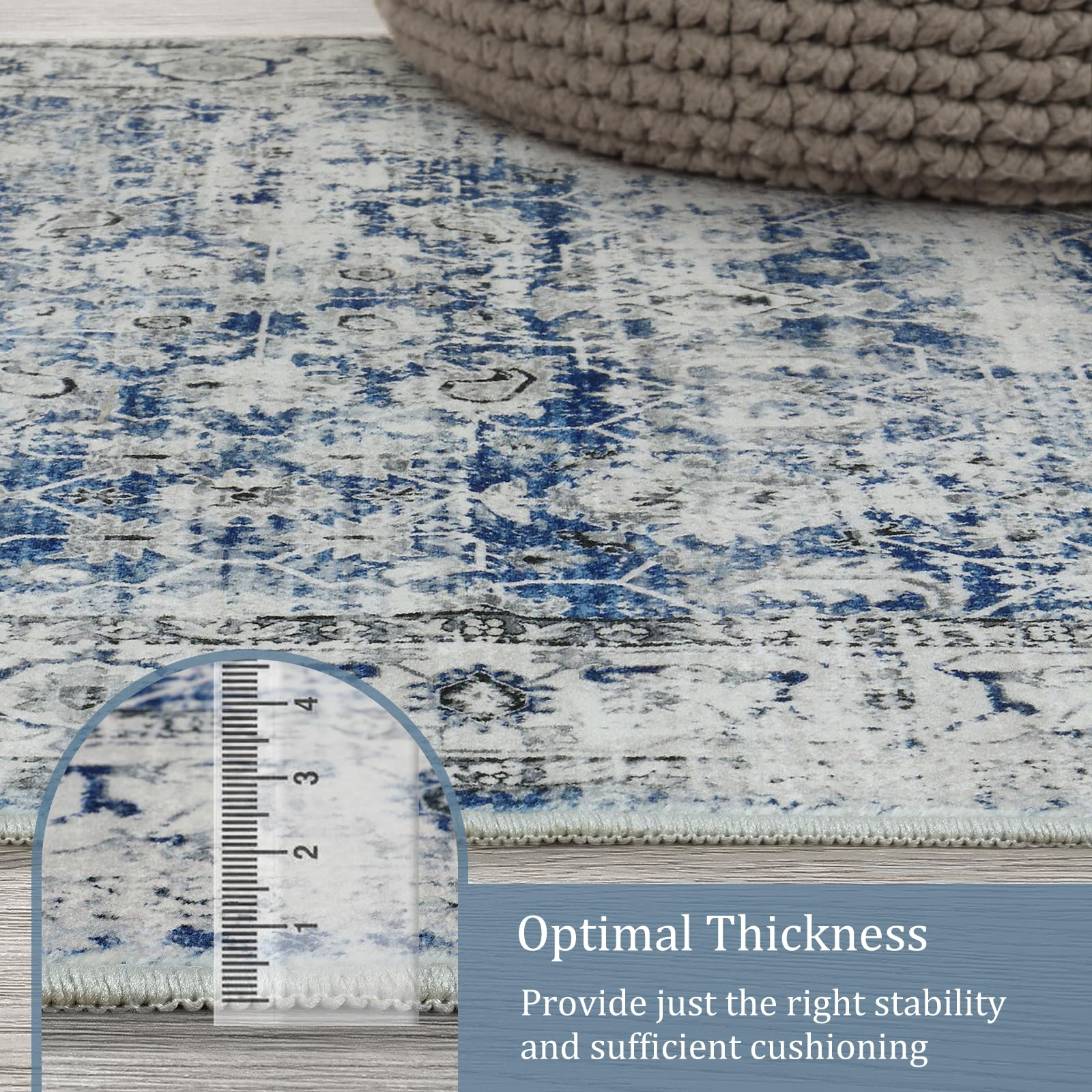 Morebes Vintage Hall Runners 12 Feet Long Non Slip, Washable Hallway Runner, Super Soft Distressed Retro Extra Long Runner Rugs