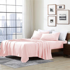 Cathay Home Essentials Ultra Soft Hypoallergenic Wrinkle Resistant Double Brushed Microfiber Bedding Sheet Set, Blush, King