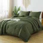 Andency Olive Green Comforter Set King, 3 Pieces Boho Tassel Lightweight Bedding Comforter Sets For King Bed, All Season Soft Fluffy Fringe Bed Set (104X90In Comforter & 2 Pillowcases)