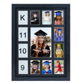 FramePro School Years Picture Frame K-12 Day Graduation Photo Collage Black Frame with Mat, Displays One 5x7 Photo and Twelve 2.