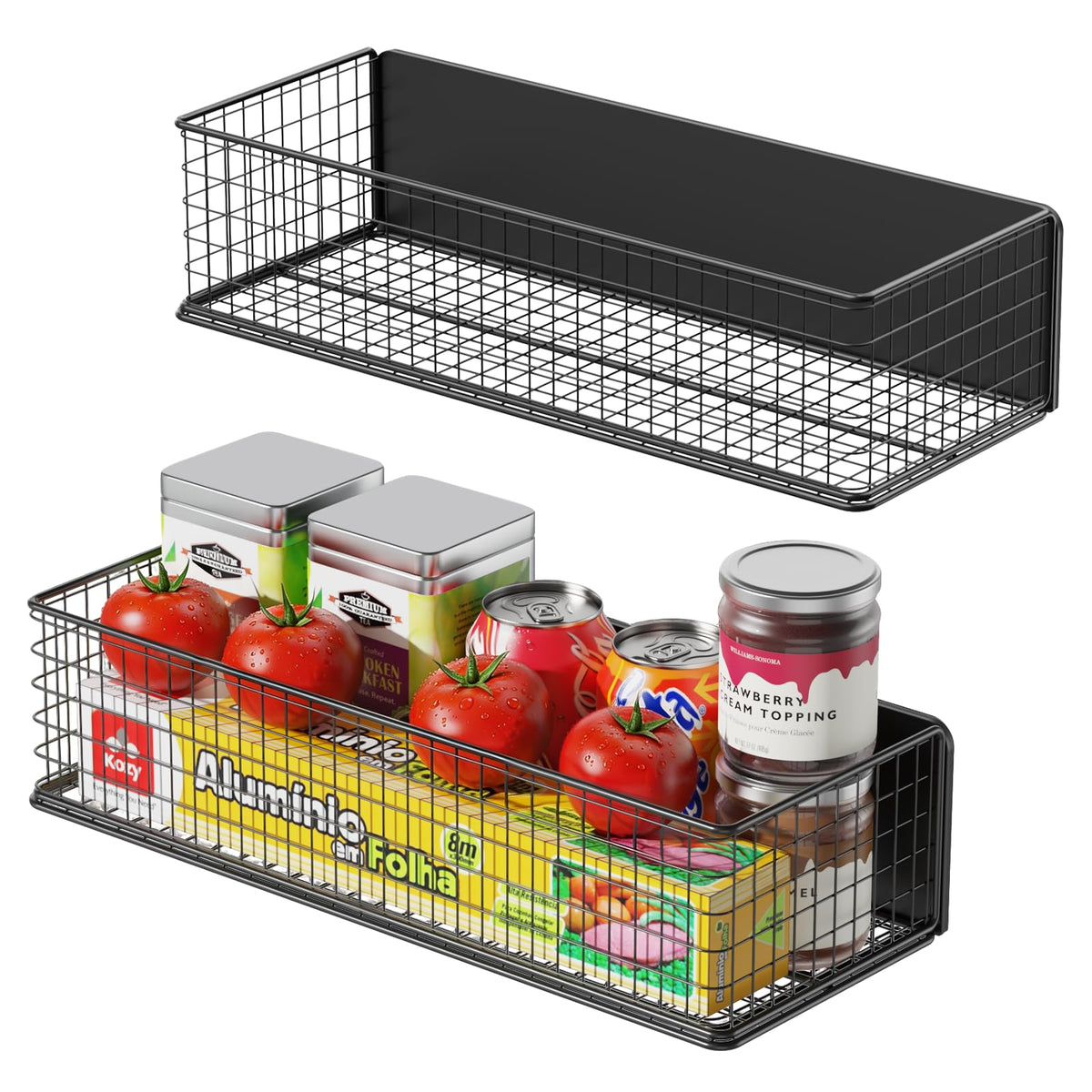 SKNOOY 2Pack Magnetic Basket Organizer Holder for Fridge Magnetic Storage Bin Box Containers for Refrigerator Whiteboard Classro