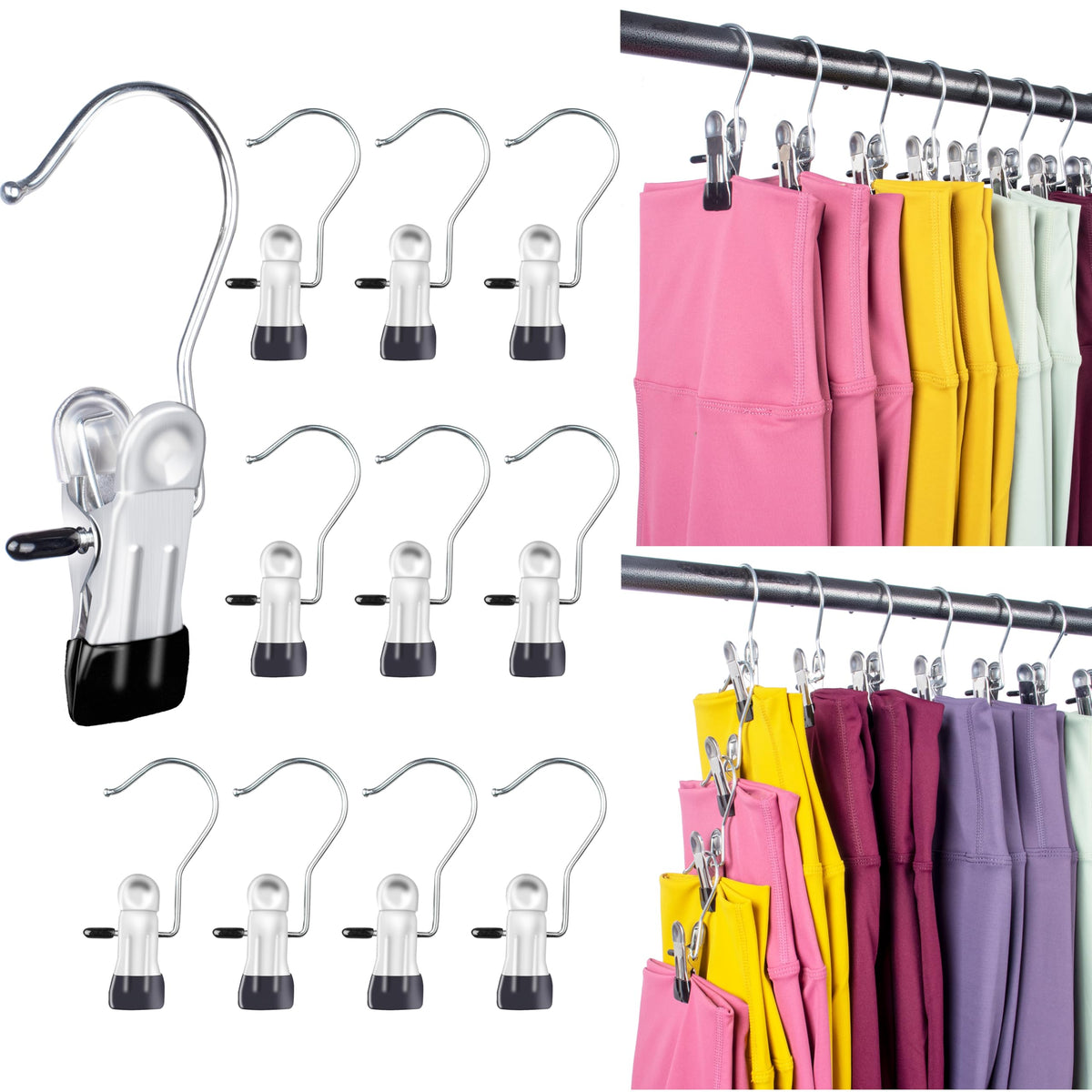 Legging Hangers  10PK Space Saving Yoga Pants Hanger with Clips