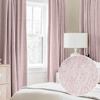 Pink Full Blackout Curtain For Girls Room Heavy Linen Texture Room Darkening Window Treatment Set For Bedroom Basement, Window C