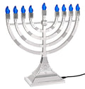 Electric Chanukah Menorah with Flame Shaped LED Bulbs  Batteries or USB Powered Electronic Minorah  4 Cable Included Hanukkah