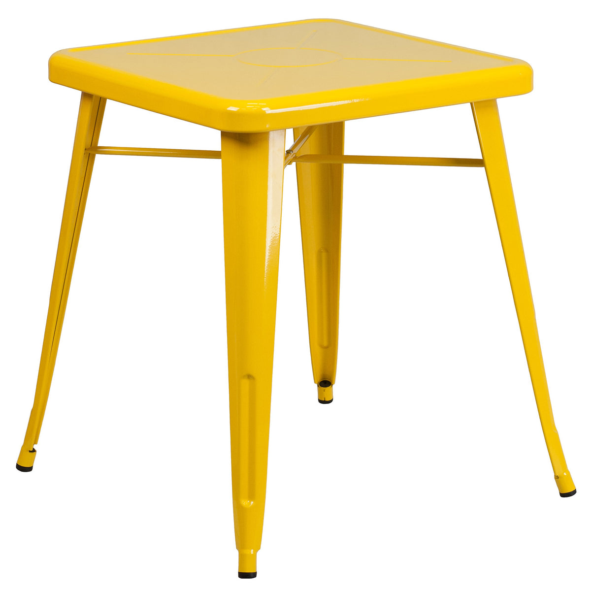 Flash Furniture Prince Commercial Grade 23.75&quot; Square Yellow Metal Indoor-Outdoor Table