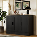 Anystyle 43.3   W Black 3 Door Buffet Cabinet, Coffee Bar Cabinet with Adjustable Shelf, Kitchen Buffet Sideboard for Living Roo