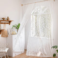 Treatmentex Lace White Sheer Curtains For Bedroom 95 Inch Long Country Chic Rose Floral Embroidered Sheer Curtain Panels For Liv