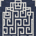 HomeRoots 5'X7' Navy Blue Ivory Hand Tufted Bordered Greek Key Indoor Area Rug
