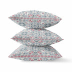HomeRoots Muted Green Grey Indigo 16â€ Pink Gray Paisley Zippered Suede Throw Pillow