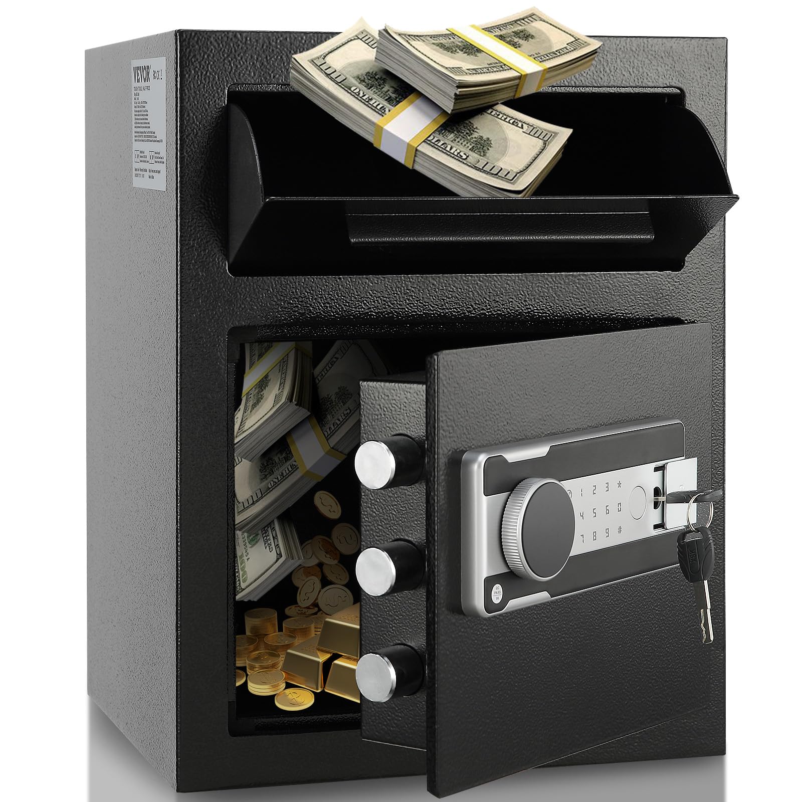 VEVOR 1.7 Cub Depository Safe, Deposit Safe with Drop Slot, Electronic Code Lock and 2 Emergency Keys, 13.77''x11.81''x17.71'' B