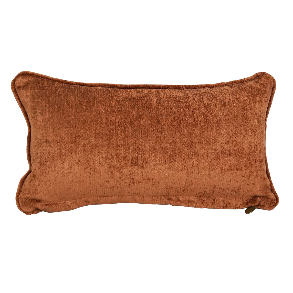 Blazing Needles Corded Rectangular Jacquard Chenille Throw Pillow, 20&quot; x 12&quot;, Rust Solid