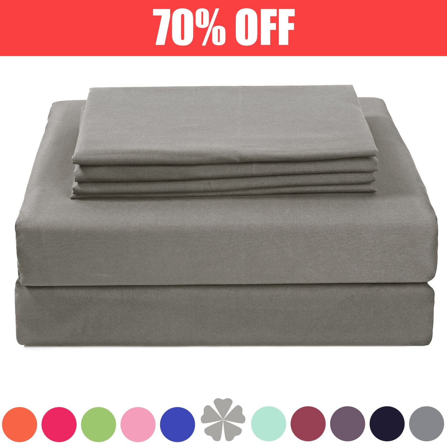 4 Piece Bed Sheet Set -1 Flat Sheet,1 Fitted Sheet And 2 Pillow Cases Brushed Microfiber Luxury Bedding With Deep Pockets (Full,Gray)