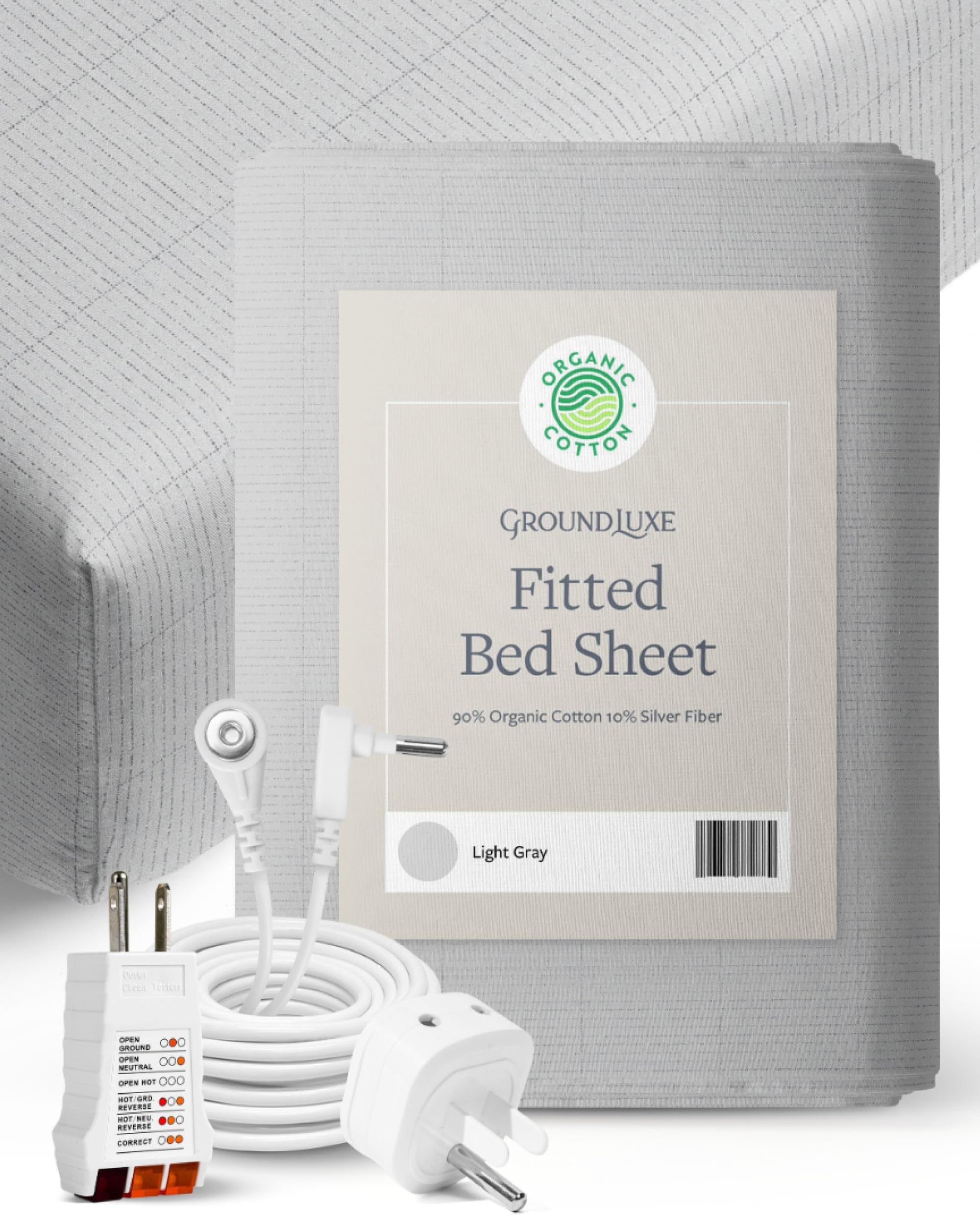 Groundluxe Organic Fitted Grounding Sheet In Light Gray For A King Size Bed