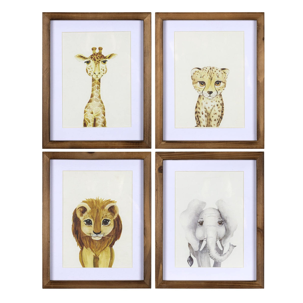 HomeRoots Multi 30% Wood30% MDF30% Glass10% Paper Jungle Animals Wall Art Set