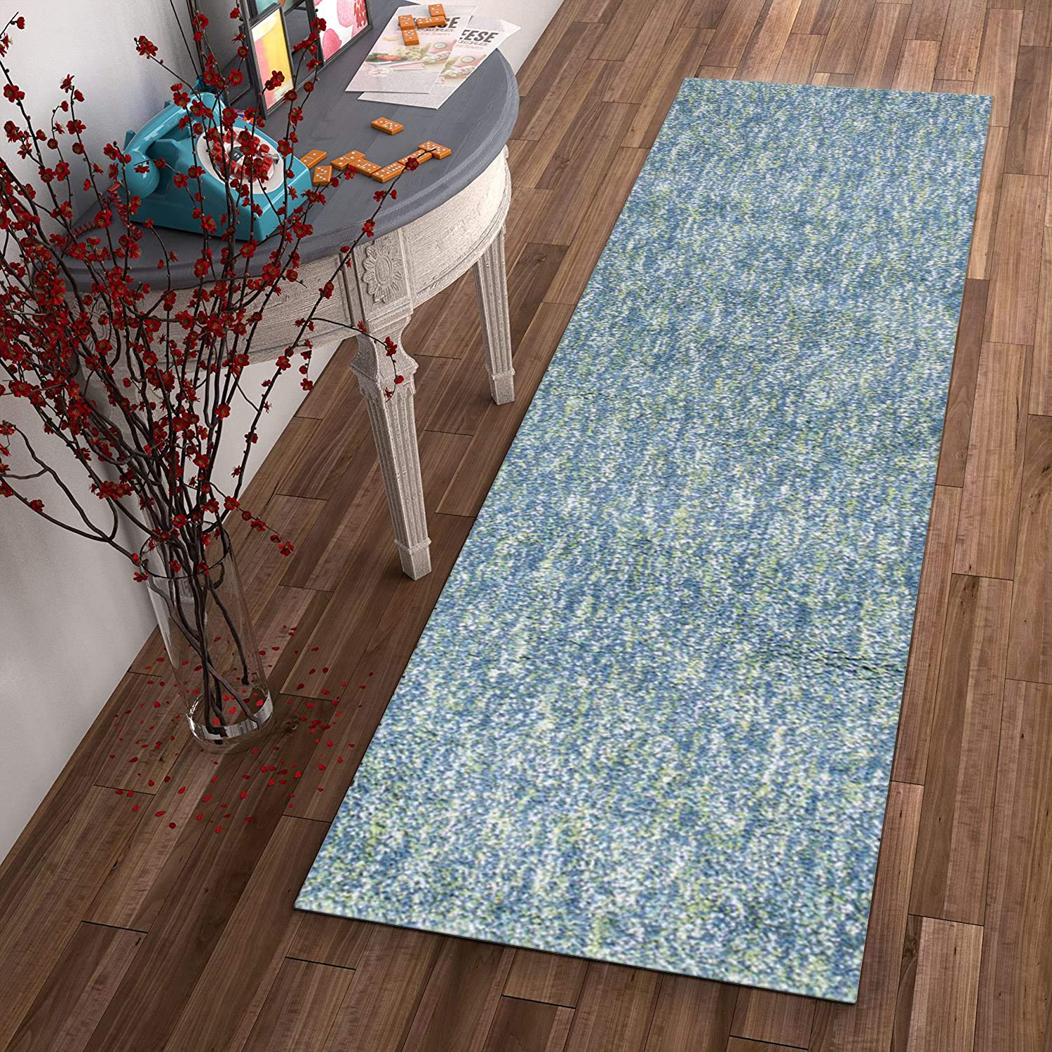HomeRoots Polyester 8' Seafoam Heather Indoor Shag Runner Rug