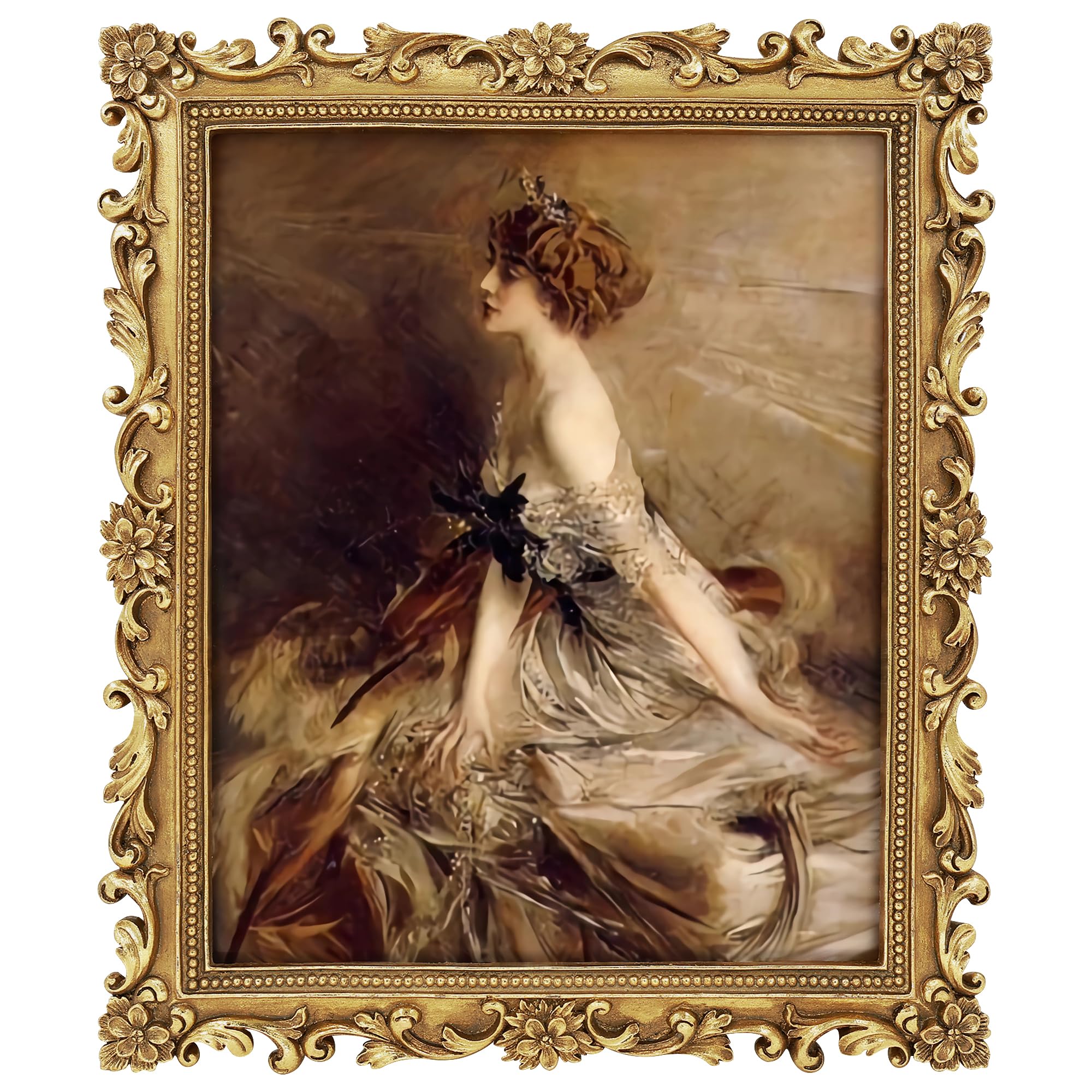 FJXMFRAME Gold 8x10 Picture Frame Vintage Antique Picture Frames Baroque for Wall or Tabletop Display, Ornate Frames 8x10 or Mat