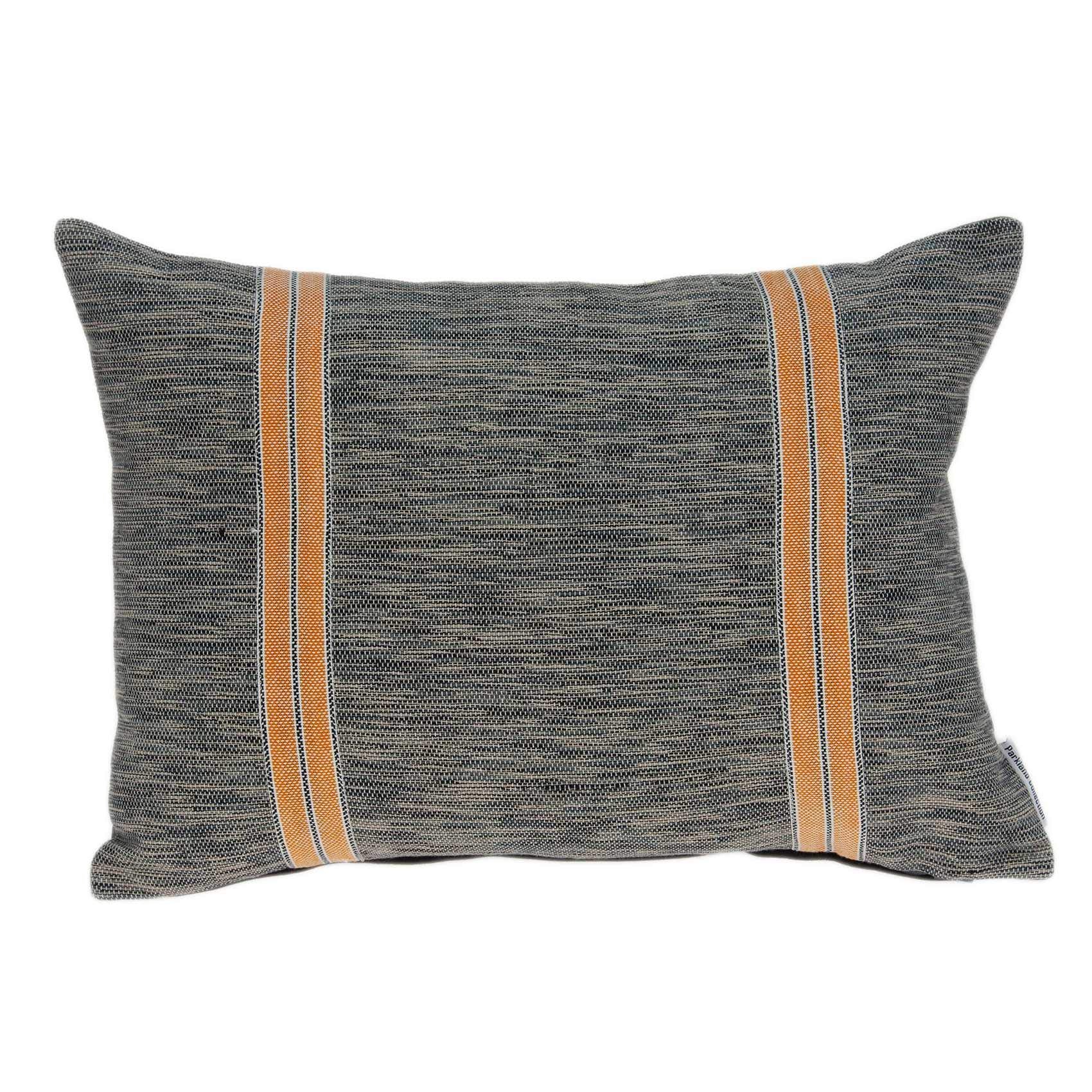 HomeRoots Multicolor 100% Cotton 20' X 6' X 14' Transitional Gray and Orange Pillow Cover with Down Insert