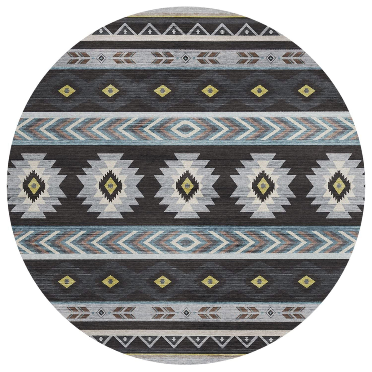 Phoenix Ph3 Black Southwestern Rug Round 8' X 8'