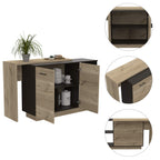 FM FURNITURE Aspen Kitchen Island with Two Exposed Shelves and One Drawer with Three divisions