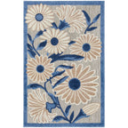 Nourison Aloha Indoor/Outdoor Blue Grey 2'8' X 4' Area Rug, Easy Cleaning, Non Shedding, Bed Room, Living Room, Dining Room, Backyard, Deck, Patio (3X4)