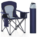 High Point Sports Oversized Camping Folding Chair, Heavy Duty Portable Outdoor Chair, Foldable Camp Chair With Cup Holder And Cooler Bag Support 450 Lbs, Dark Blue…
