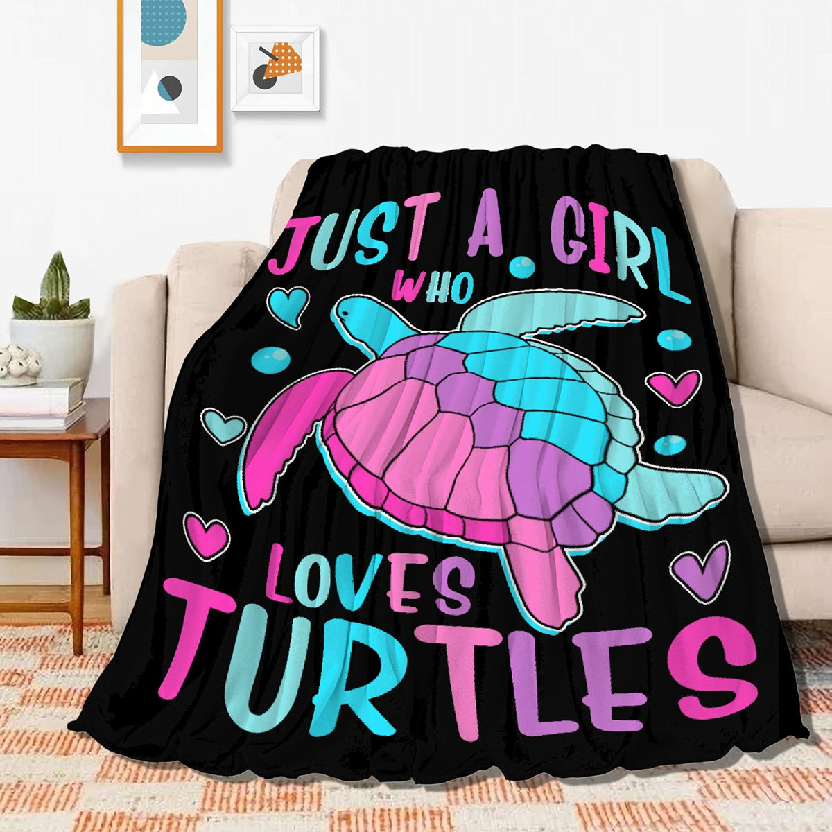 Sea Turtle Blanket Just Girl Who Loves Turtles Soft Blankets And Throws Flannel Cozy Lightweight Quilt Gift Perfect For Bed Sofa