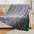 Sochow Glow In The Dark Throw Blanket 50 X 60 Inches, Galaxy Stars Pattern Soft Cozy Flannel Fleece Blanket For Sons Daughters,