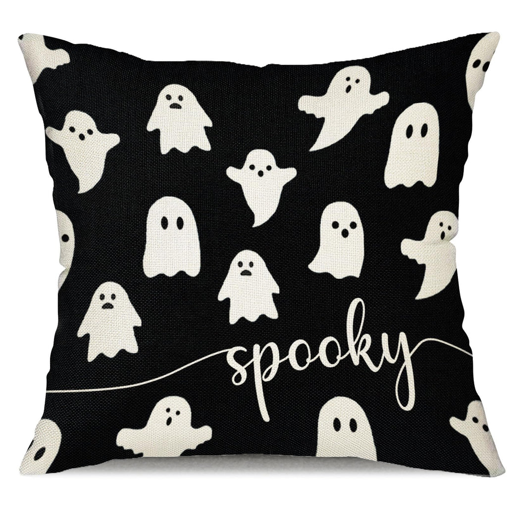 JXZYGMD Halloween Pillow Cover 18x18 Ghost Spooky Halloween Lumbar Pillow Covers Decorations Outdoor Halloween Pillows Decorativ