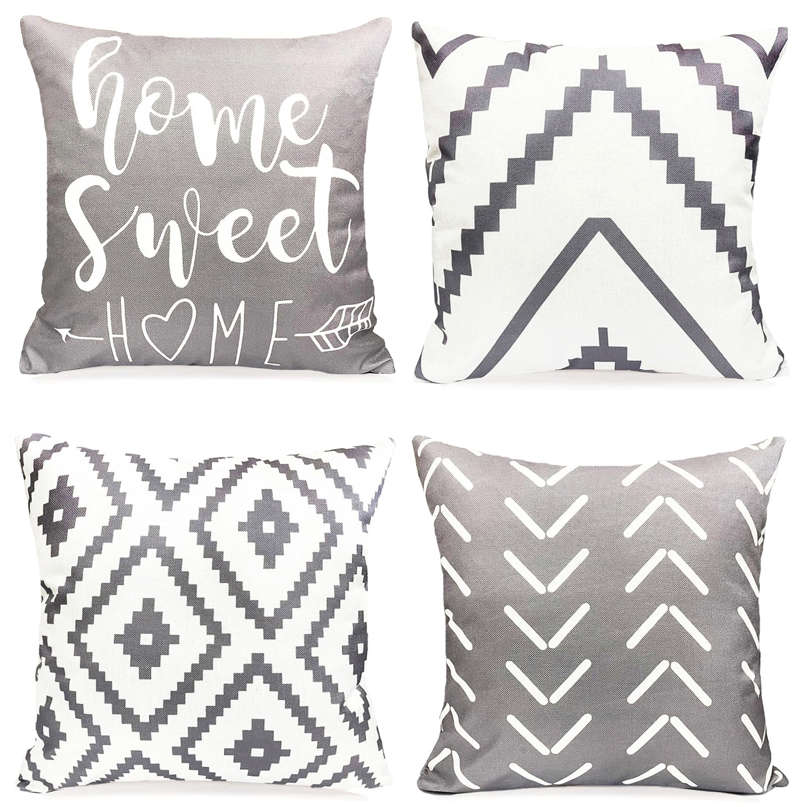 Decorative Throw Pillow Covers 18X18 Inch Grey Pillow Covers For Couch Sofa Living Room Bedroom,Farmhouse Outdoor Throw Pillow C