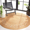 Jute Braided Area Rug, 4 feet Round, Stain Resistance Artisan-Crafted Natural Boho Area Rug,Tailored for Entryways, Living Room,