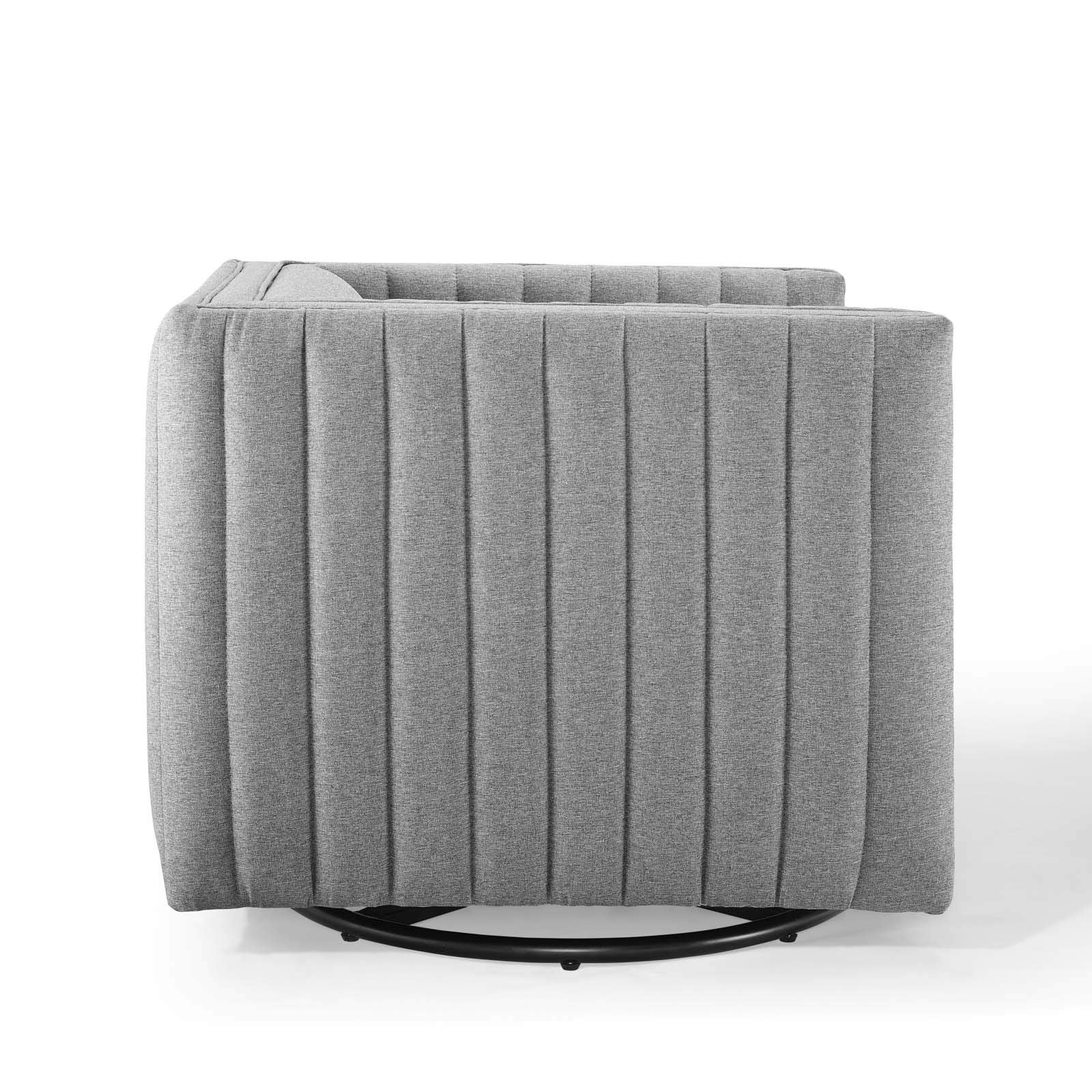 Modway Conjure Channel Tufted Upholstered Accent Light Gray, Swivel Armchair