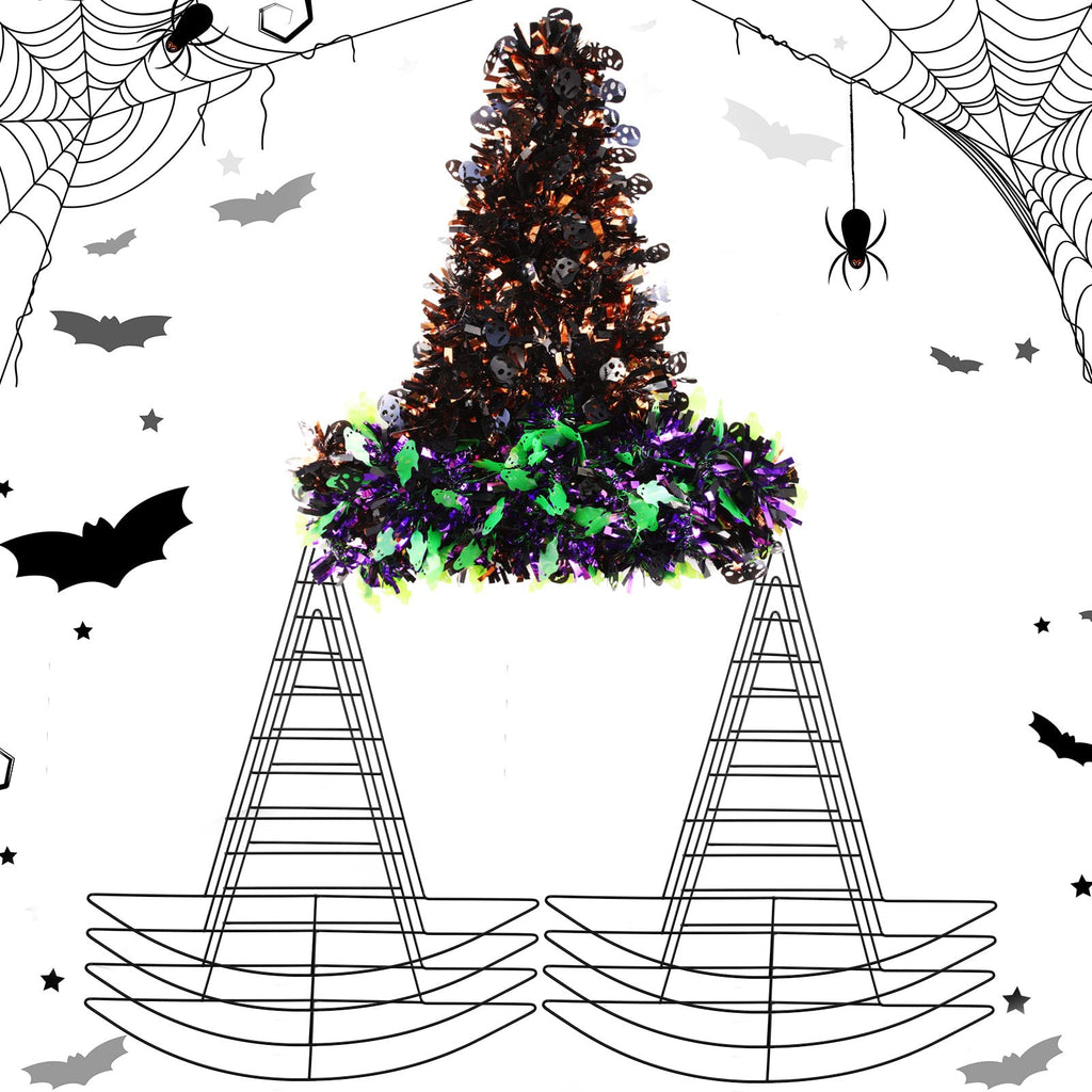 Hotop Witch Hat Shaped Metal Wreath Frame Pirate Ship Elf Hat Shape Wreath Form Metal Frame for Halloween Christmas DIY Craft Ho